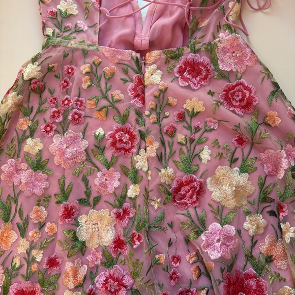 For Love and Lemons Luna Mini Dress embroidered Floral Pink - XS - Picture 8 of 15